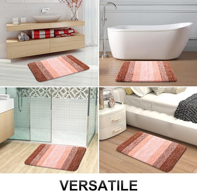 OLANLY Bathroom Runner Rugs Mat 70x24, Extra Soft Absorbent Microfiber Bath Rugs, Rubber Backing, Quick Dry, Washable Long Bath Mats for Bathroom Floor, Tub and Shower, Home Decor Accessories, Orange