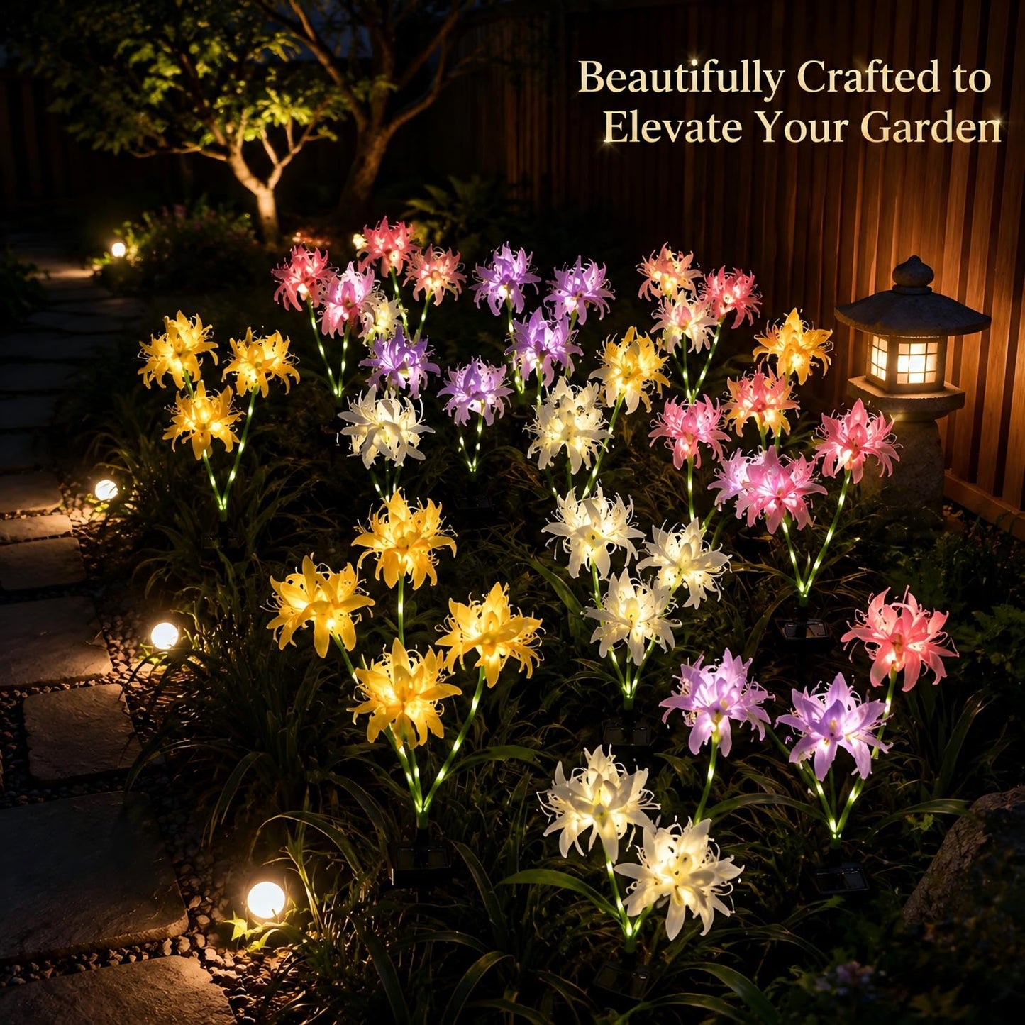 TONULAX Solar Garden Stake Lights - 2 Pack Outdoor Artificial Spider Lily Decorative Lights, Waterproof LED Landscape Lighting for Pathway, Patio, Yard,and Mother's Day Decor