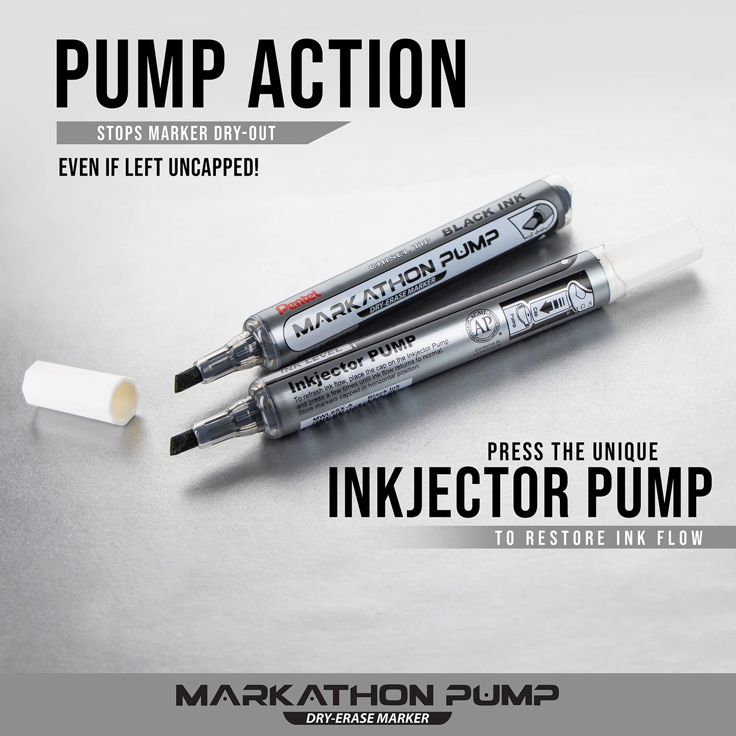 Pentel Markathon Pump Dry Erase Marker, Chisel Tip, Blue Ink, 12 Pack (MWL6SX-C)