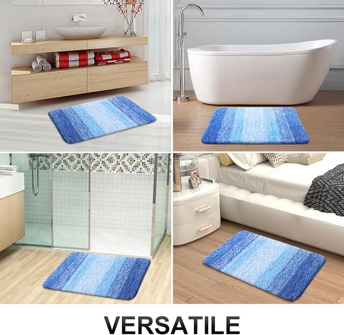 OLANLY Large Bathroom Rugs Mat 44x32, Extra Soft Absorbent Microfiber Bath Rugs, Rubber Backing, Quick Dry, Washable Bath Mats for Bathroom, Tub and Shower, Home Decor Accessories, Light Royal Blue