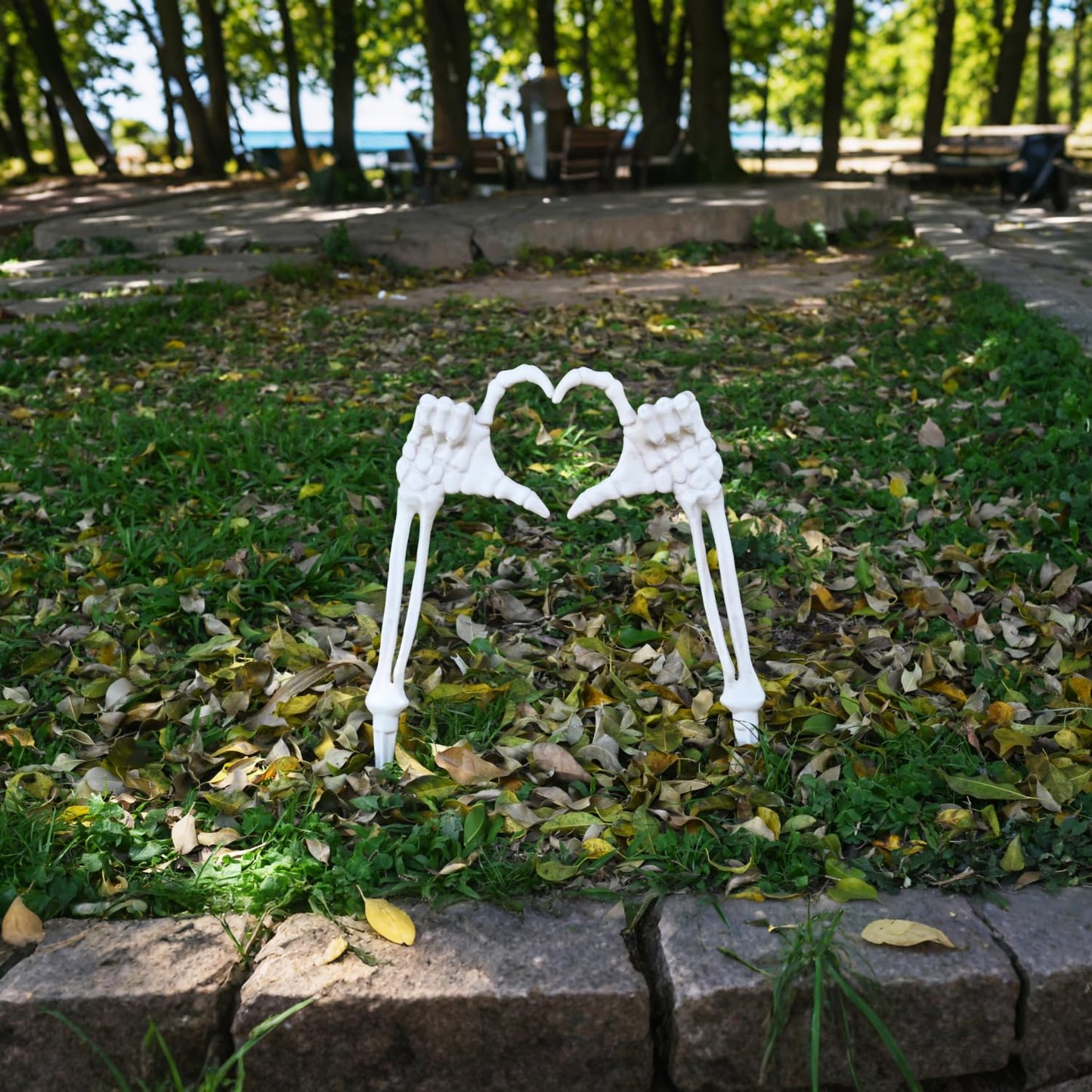Seasons Halloween Skeleton Stakes Decorations, Love Pose 2 Piece Hands Arms with Lawn Stakes for Outdoor Yard Garden Graveyard Haunted House Decor