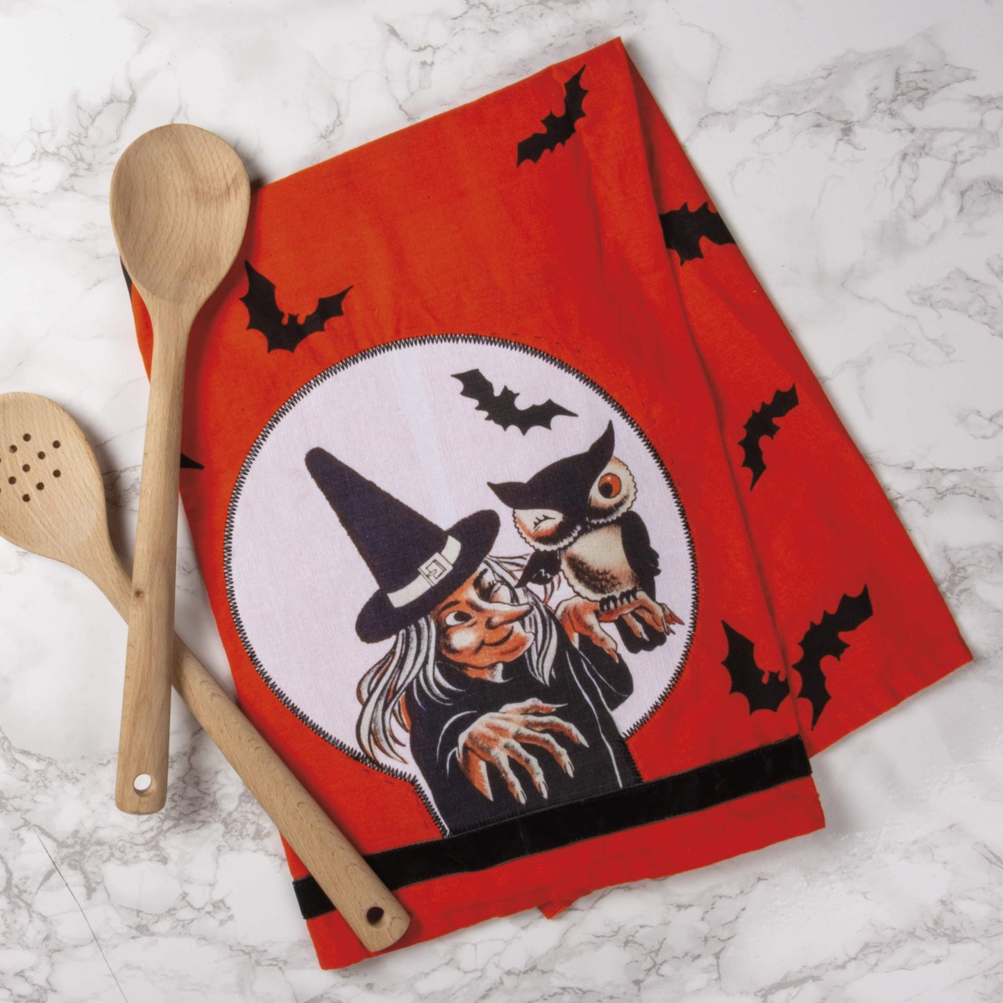 Primitives by Kathy Retro-Inspired Halloween Dish Towel, 28 x 28-Inch, Witch