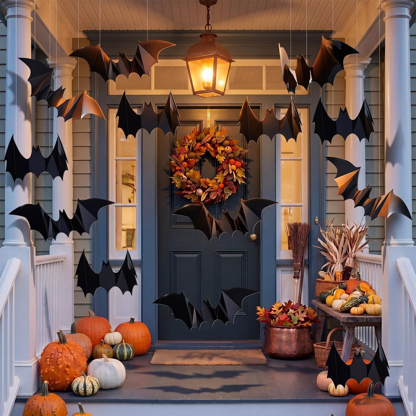 Pinkunn 20 Pcs Large Halloween Bats Wall Decor 15.7 x 5.9 Inch 3D Black Scary Wall Stickers Reusable PVC Gothic Bat Decals for Halloween Party DIY Home Window Door Decorations