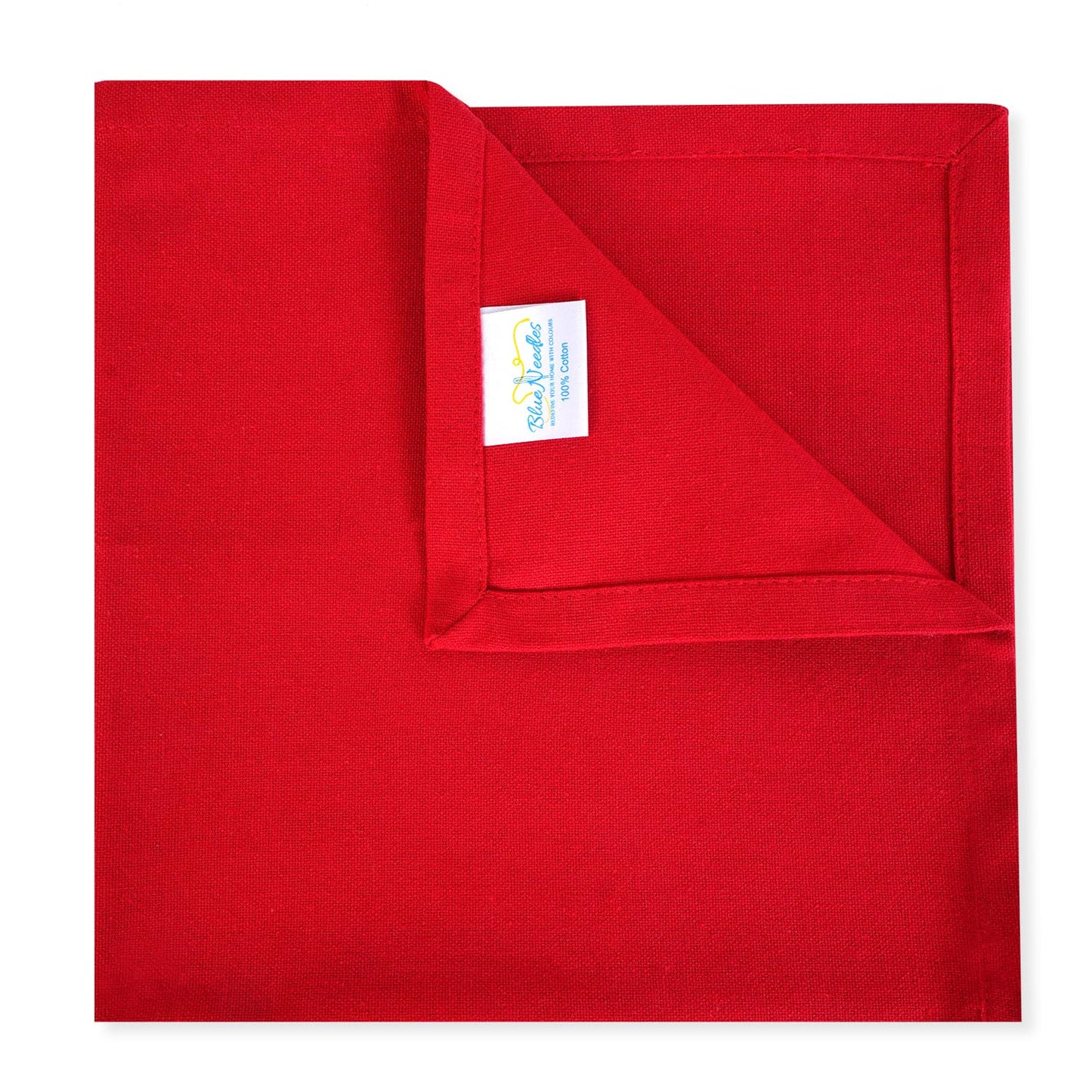 Blue Needles Solid Cloth Napkins Set of 6 Red 100% Cotton Dinner Napkins 18x18 inches - Soft, Reusable, Absorbent & Washable Linen, Ideal for Valentine's Day Events, Parties & Everyday Use