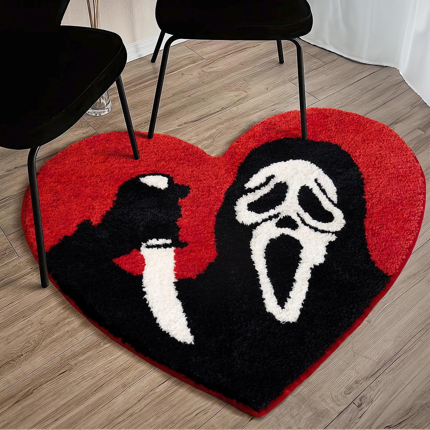 TANVILL Bathroom Rugs Black Red Bath Mat Non Slip, Christmas Home Decor, 35”x42” Funny Skull Large Bath Rugs Washable Absorbent Gothic Decor Spooky Gifts