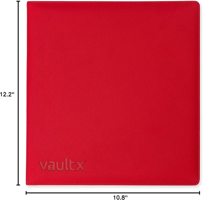 Vault X Large Ring Binder, 900 Cards, fits 9 Pocket Pages, Exo-Tec Material, 3 D-Ring Folder, for Trading Cards (Red)