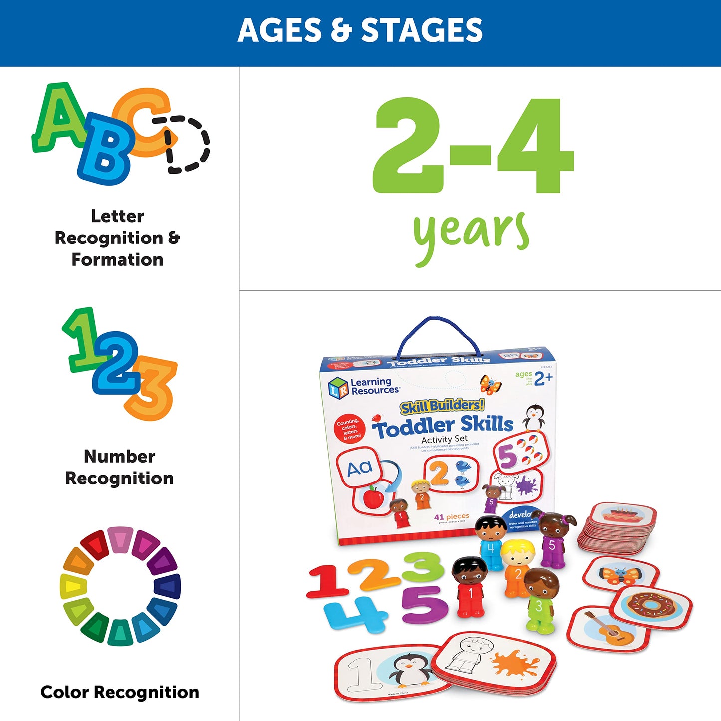 Learning Resources Skill Builders Toddler Skills - 41 Piece Set, Ages 2 and Up, Homeschool Activities, Preschool Supplies, Teaching Cards, Back to School Materials