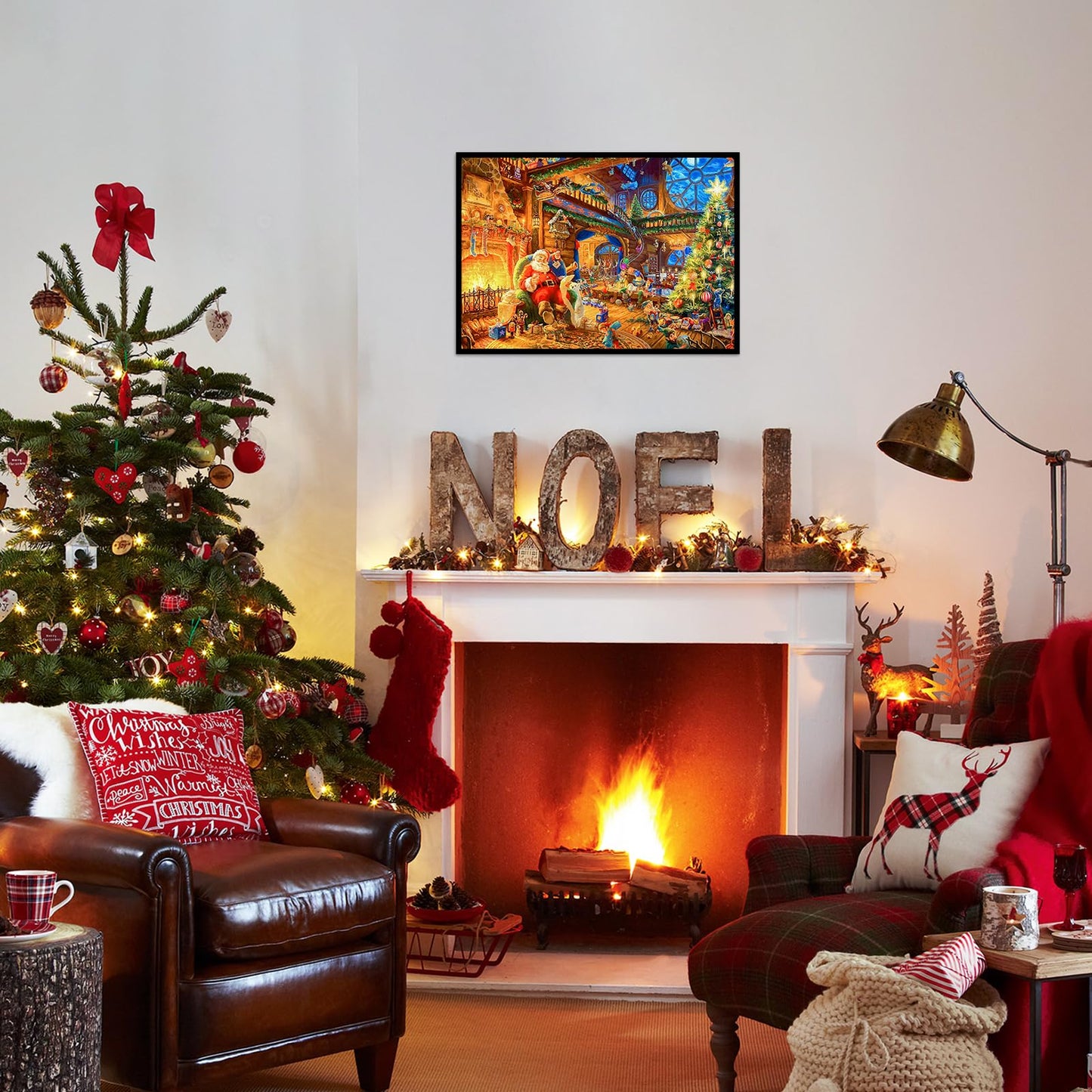 MBOQIU 1000 Piece Puzzle for Adults - Christmas Cabin Christmas Puzzle, Letters on Back, Santa Claus Christmas Vacation Jigsaw Puzzles, Challenging Puzzles for Teens Seniors - 27.6 x 19.7 inches