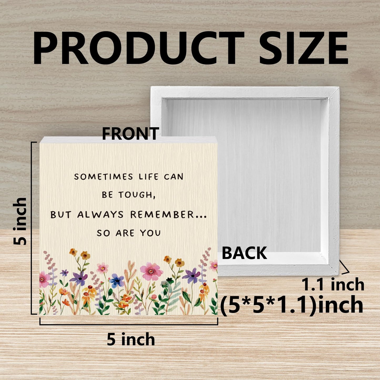 ANIANG Inspirational Wooden Box Sign, Motivational Desk Decor, Inspirational Gifts Office Desk for Women, Life Can Be Tough Wood Block Box Sign Plaque for Office Home Wall Shelf Decor
