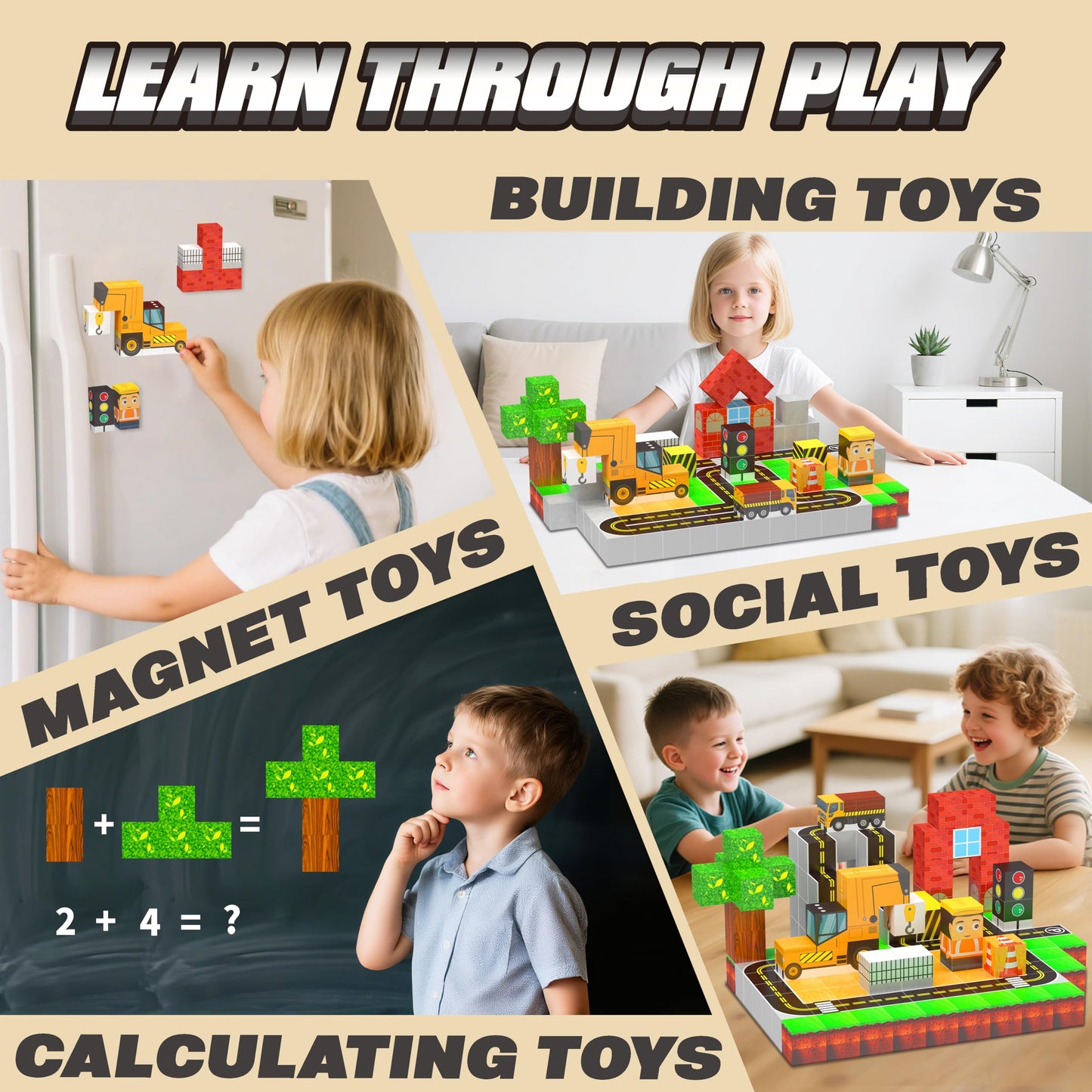 138PCS Magnetic Blocks - Magnetic Building Blocks Magnet Block Cubes Construction Set, STEM Montessori Sensory Stacking Toys for Kids Boys Girls Ages 3 4 5 6 7 8-12 Holiday Christmas Birthday Gifts