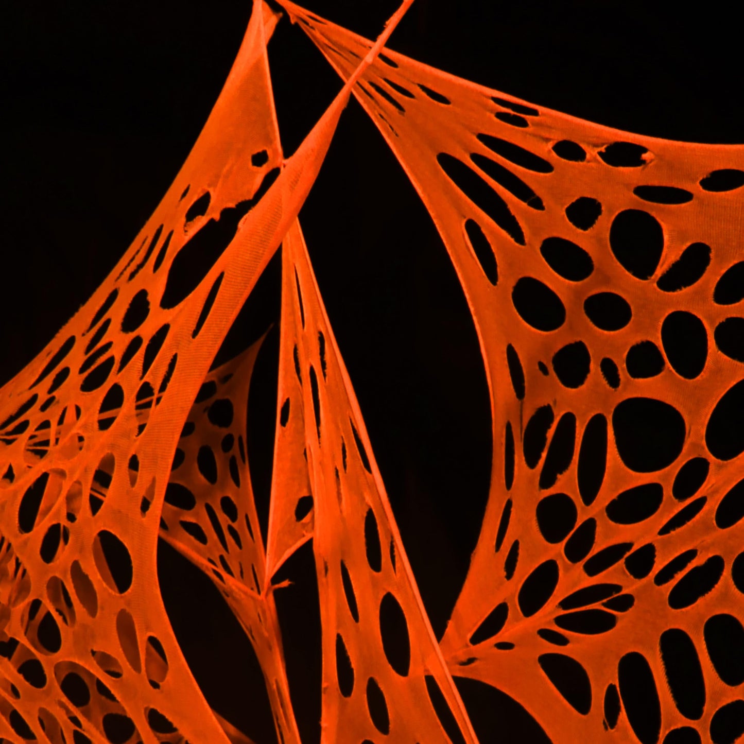 YHFUISK 700 Sqft Giant Durable Spider Web Halloween Decorative Outdoor, Beef Web for Glow in The Dark Spider Web, Orange Giant Spider Outdoor Decor Set,with 3 Blacklight (24FT x 4FT)