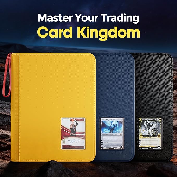 ProCase 4 Pocket Top Loader Binder, Holding 144 Cards in 3"x4" Toploaders, Side Loading Small Book Folder with Clear Window for Pokemon, Trading, Sports Cards Collection TCG, MTG -Navy