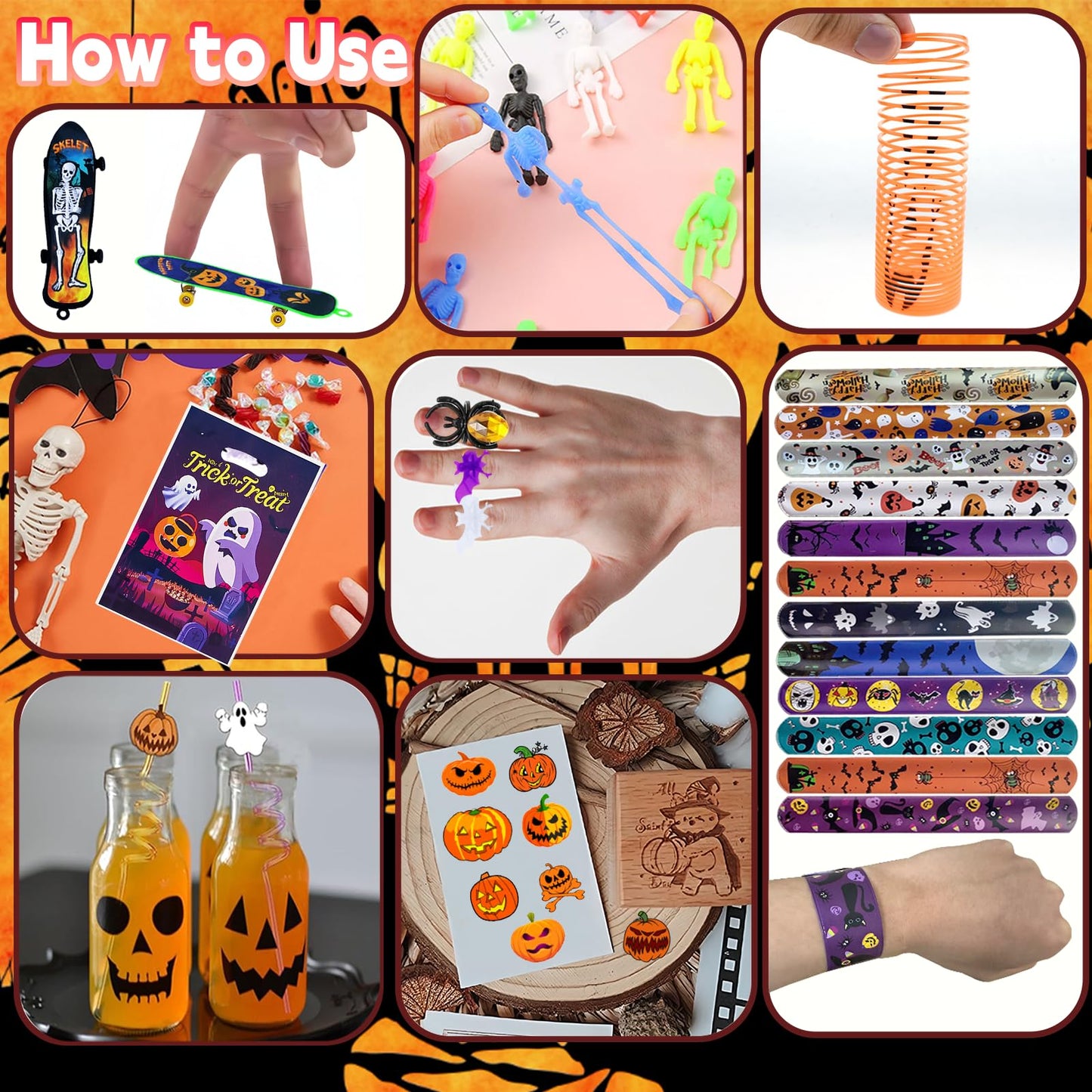 CHSLtmxq 206pcs Halloween Party Favors, Stationery Supplies Set, Halloween Treats Goodie Bags Fillers gifts, Halloween Prizes for Trick or Treat