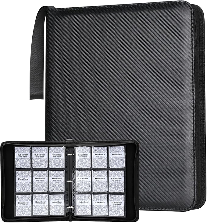 Card Binder – 720 Capacity, Zippered Trading Card Holder for MTG, Sports & Collectible Cards – Acid-Free, Durable & Travel-Friendly Storage (Black, 9 Pocket) (Pack of 2)