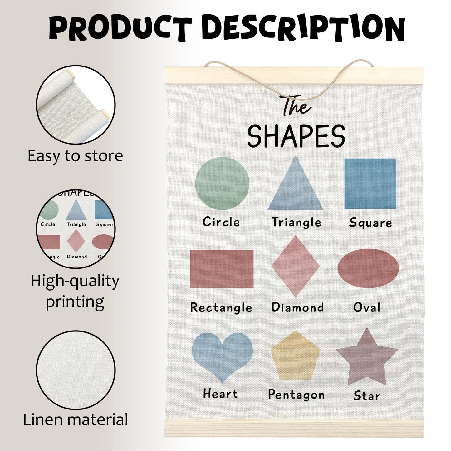 LKETW Boho Classroom Educational Poster Hanger Frame 12x16 Inch, Homeschool Wall Art Posters for Kids Room Bedroom, Preschool Educational Hanging Banner Decor for Classroom Nursery Playroom, Set of 2