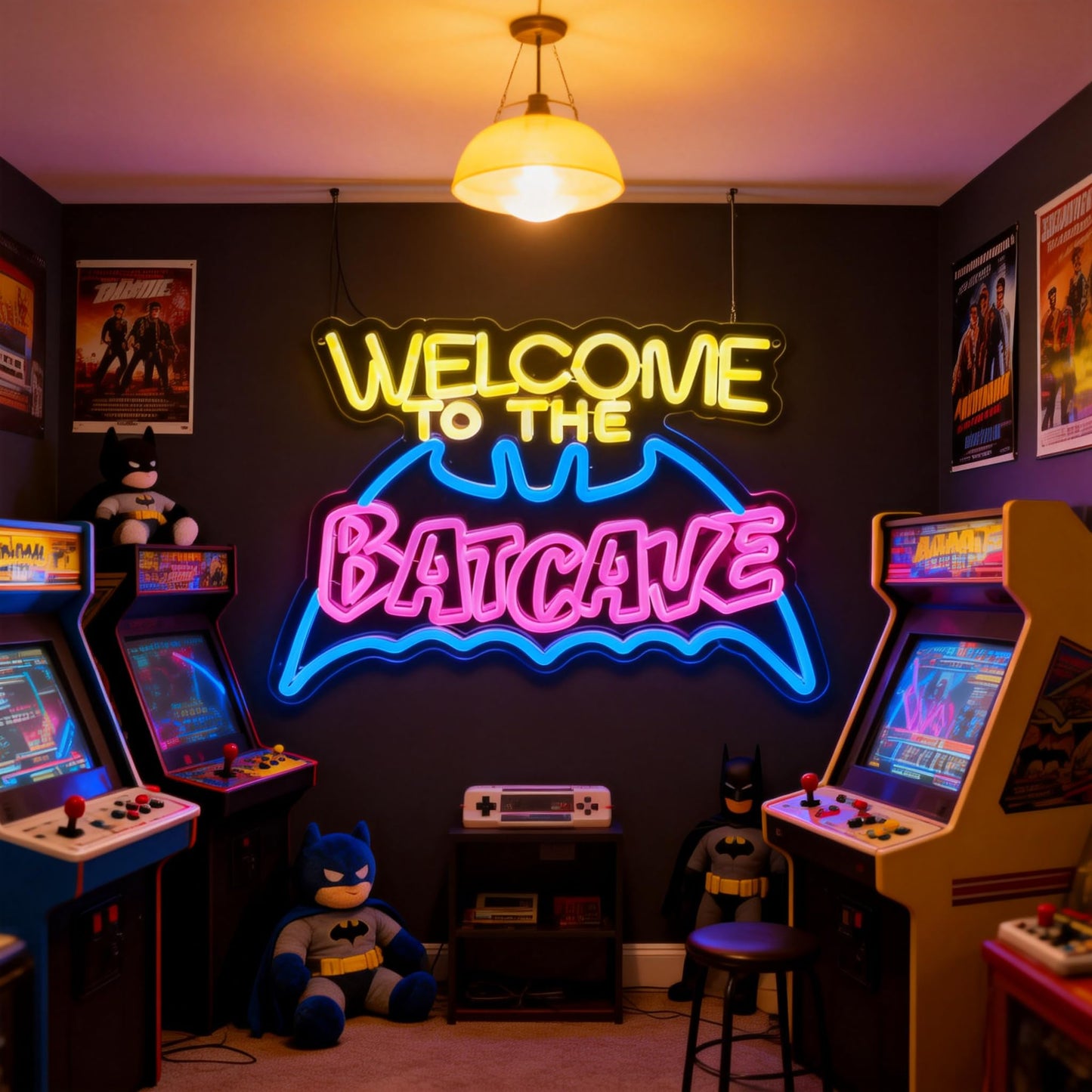 Bat Cave Neon Sign for Wall Decor - Dimmable LED Neon Light for Man Cave, Gamer Room, Bedroom, Dorm - Cool Hero Inspired Wall Art & Gift - 16.5 x 11 Inches, USB Powered