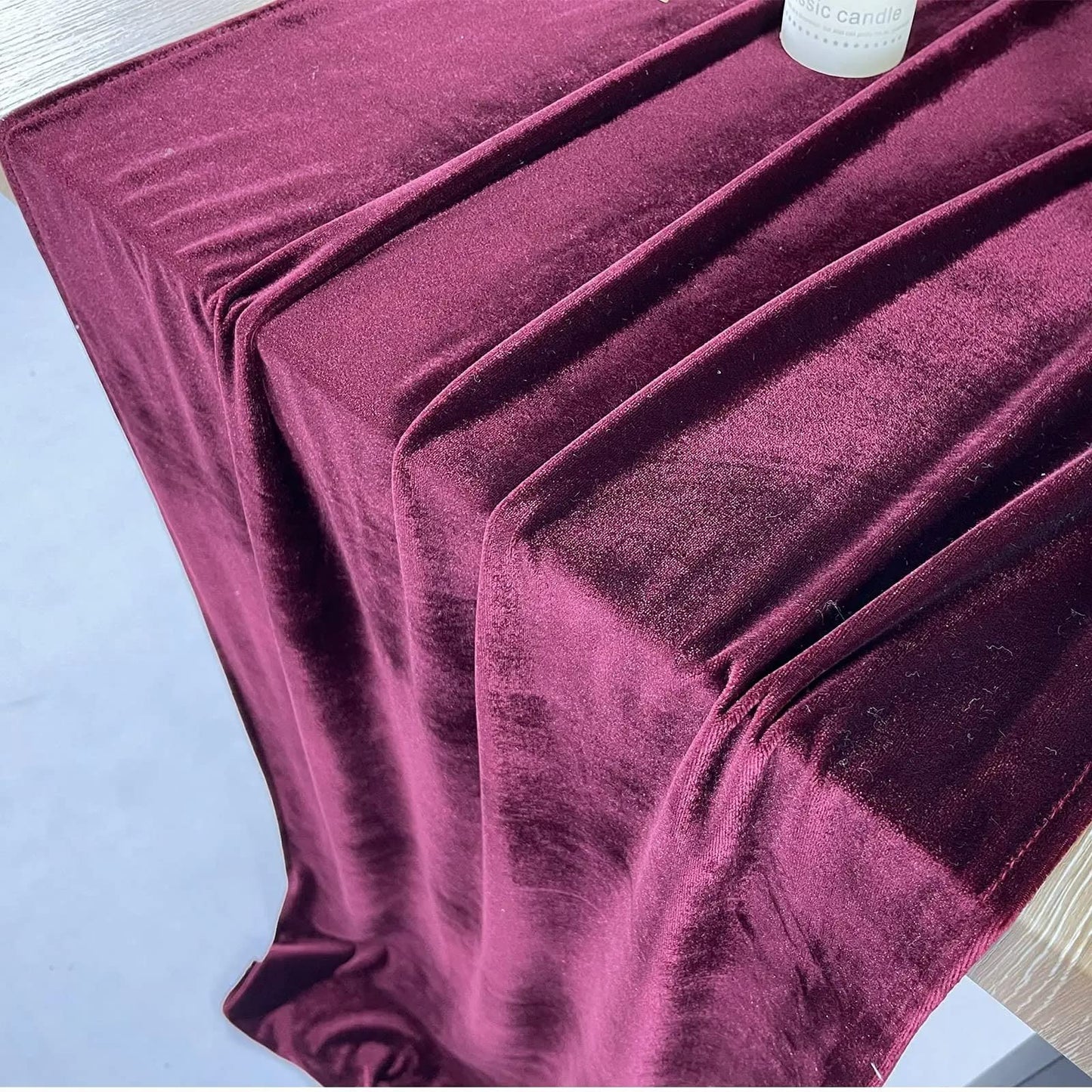 Luxurious Velvet Table Runner, 10ft Wedding Reception Decorations, 20x120inch Soft Velvet Fabric, Table Linen Overlay, Wedding Table Runners (Burgundy, 20X120inch, 2pack)