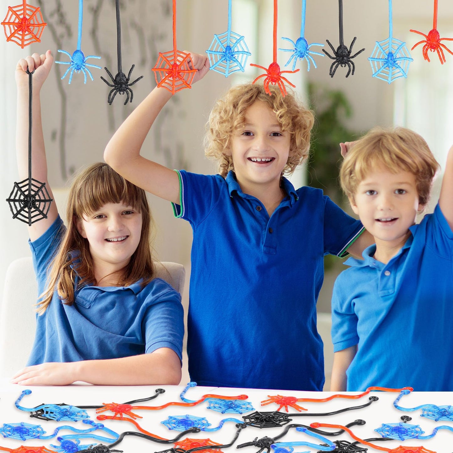 Vertintong 100 Pcs Sticky Spider Web Party Favors Bulk for Kids, 7.8 Inch Cobweb Hand Toys Halloween Birthday Spider Party Favors, End of The Year Gifts Classroom Prizes Goodie Bag Stuffers Pinata