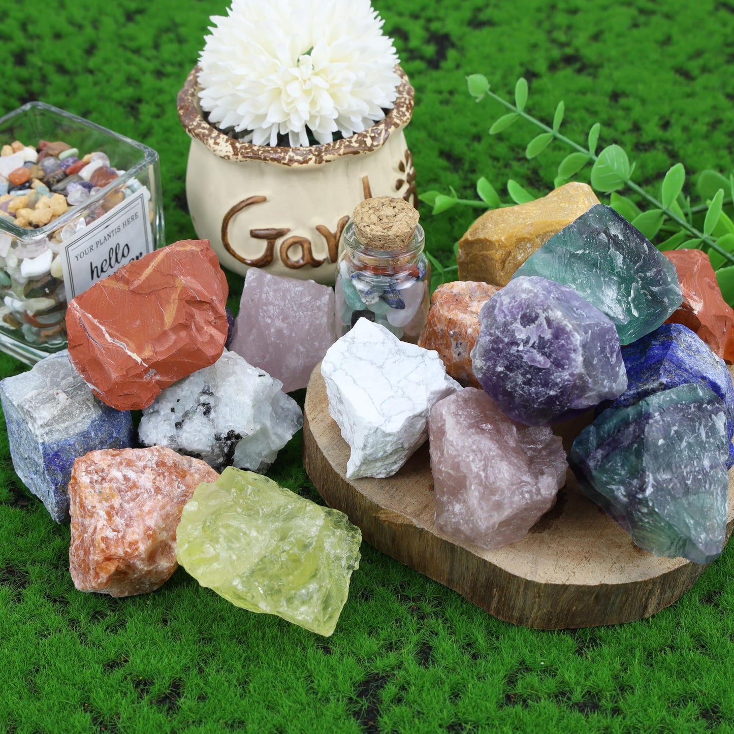 QINJIEJIE Howlite 2PCS Raw Crystals 1.8-2.2'' Natural Crystals Healing Stones Bulk Large Stones for Tumbling Cabbing Fountain Rocks Polishing Handmade DIY Decor Gifts