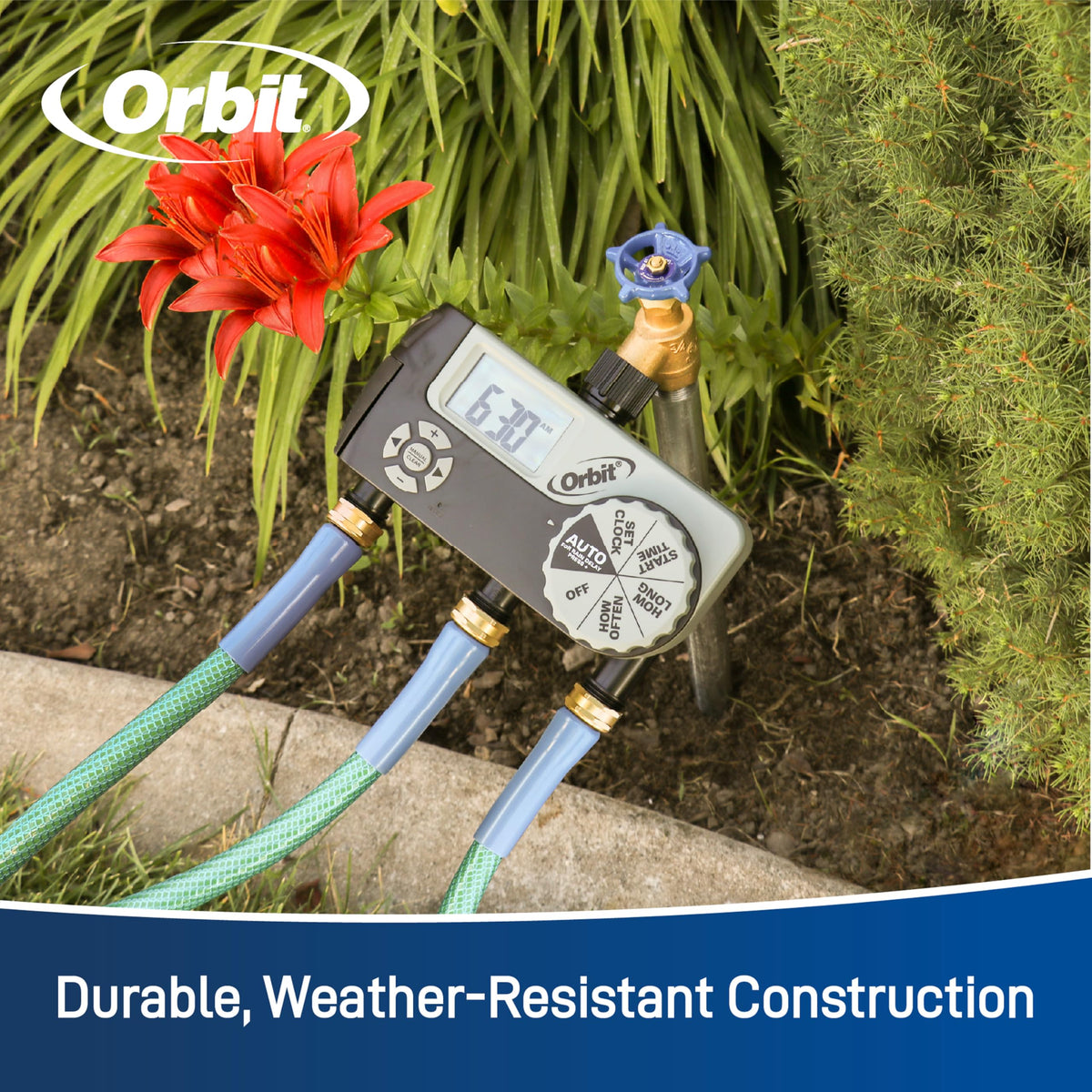 Orbit 56233D 3-Outlet Digital Watering Timer, 3 valves, Black and Gray