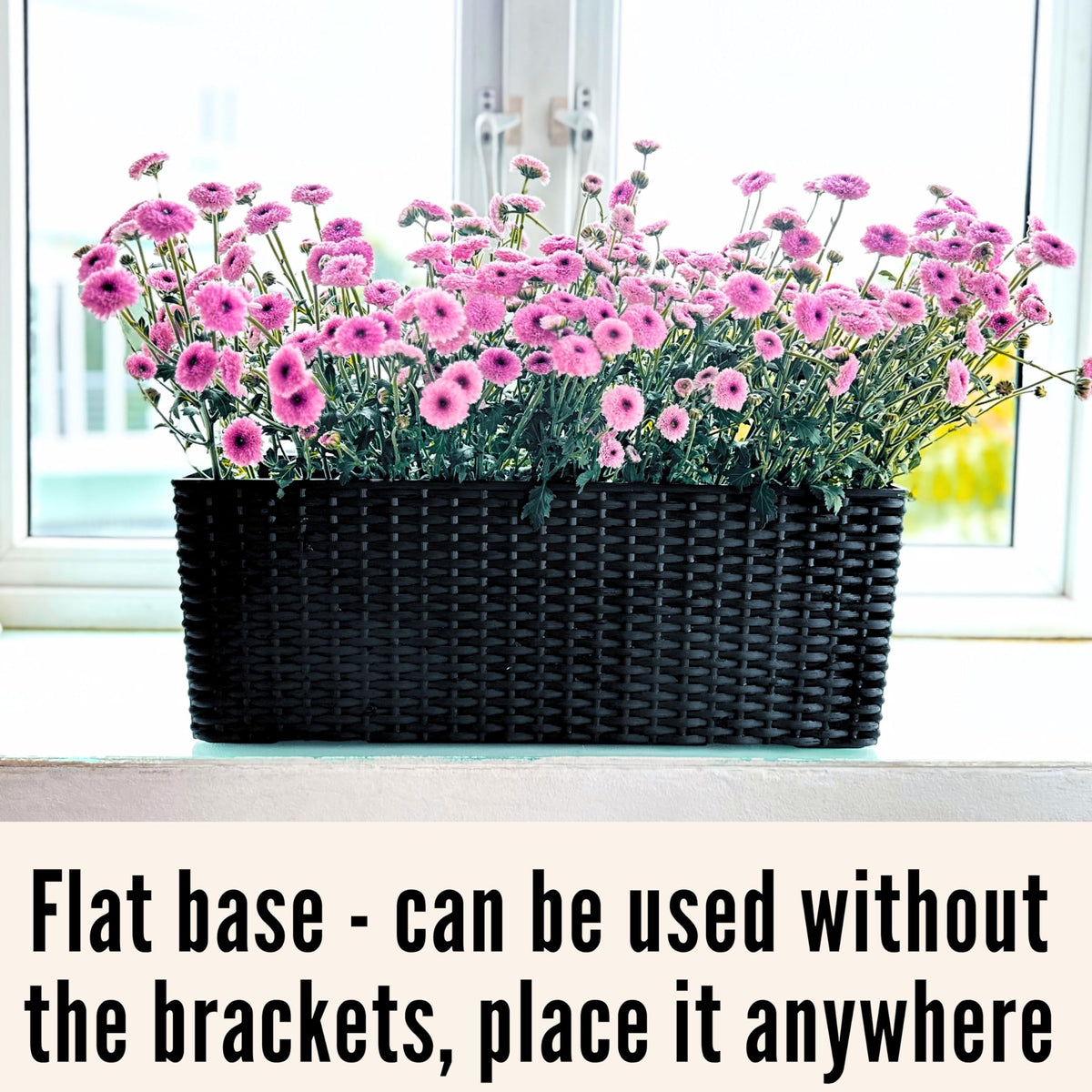 LaLaGreen Outdoor Wall Planters (20 Inch, 4 Pack) Wall Mounted Self Watering System Window Flower Boxes with Bracket, White Rectangular Plant Pot Container Indoor Modern Garden Herb Kitchen Home Decor