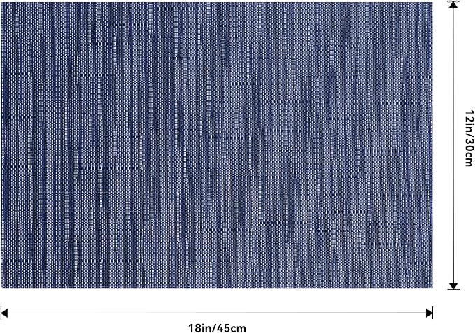 Leetaltree Blue Placemats Set of 6 - Heat Resistant Non-Slip Place mats for Dining Table, Washable Durable PVC Vinyl Woven Table Mats(Blue, 6)