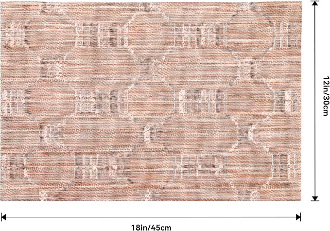 Leetaltree Coral Placemats Set of 4 - Heat Resistant Non-Slip Place mats for Dining Table, Washable Durable PVC Vinyl Woven Table Mats(Coral, 4)