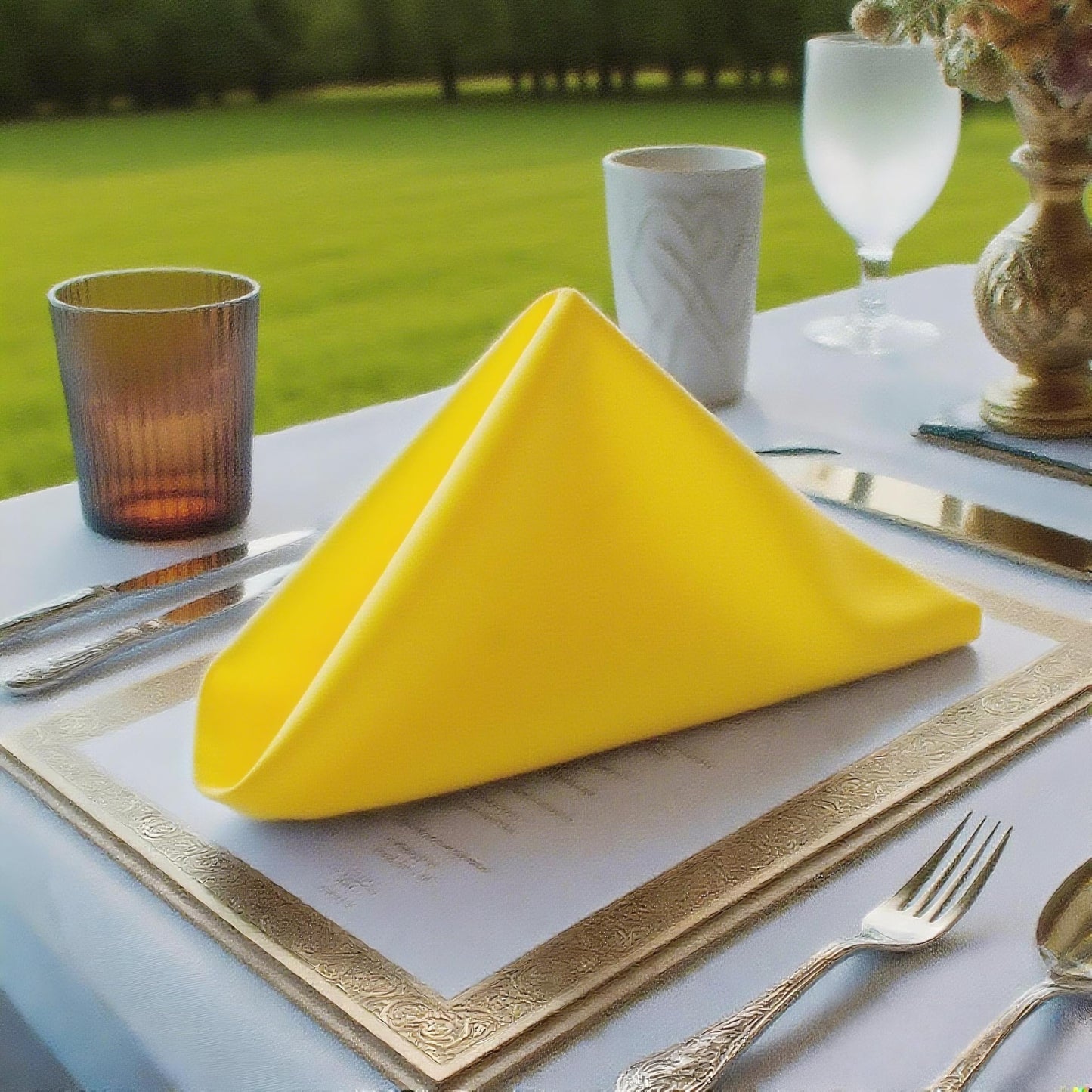 MEANMOY Yellow 210GSM Cloth Napkins Set of 12 - Washable & Reusable 17x17 Inch Napkins with Hemmed Edges in Wrinkle Free Polyester Fabric for Dinners, Weddings, Parties, Banquets & Everyday Decor