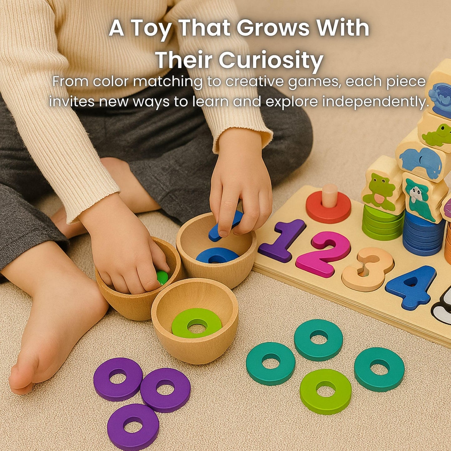 Safari Wooden Number Puzzle β 3 Year Old Girl Gifts, Educational Toys for 4 Year Old, Wooden Puzzles for Toddlers 3+, Learning for 3 Year Olds, Montessori Preschool Activities, Toddler Toys 3-5