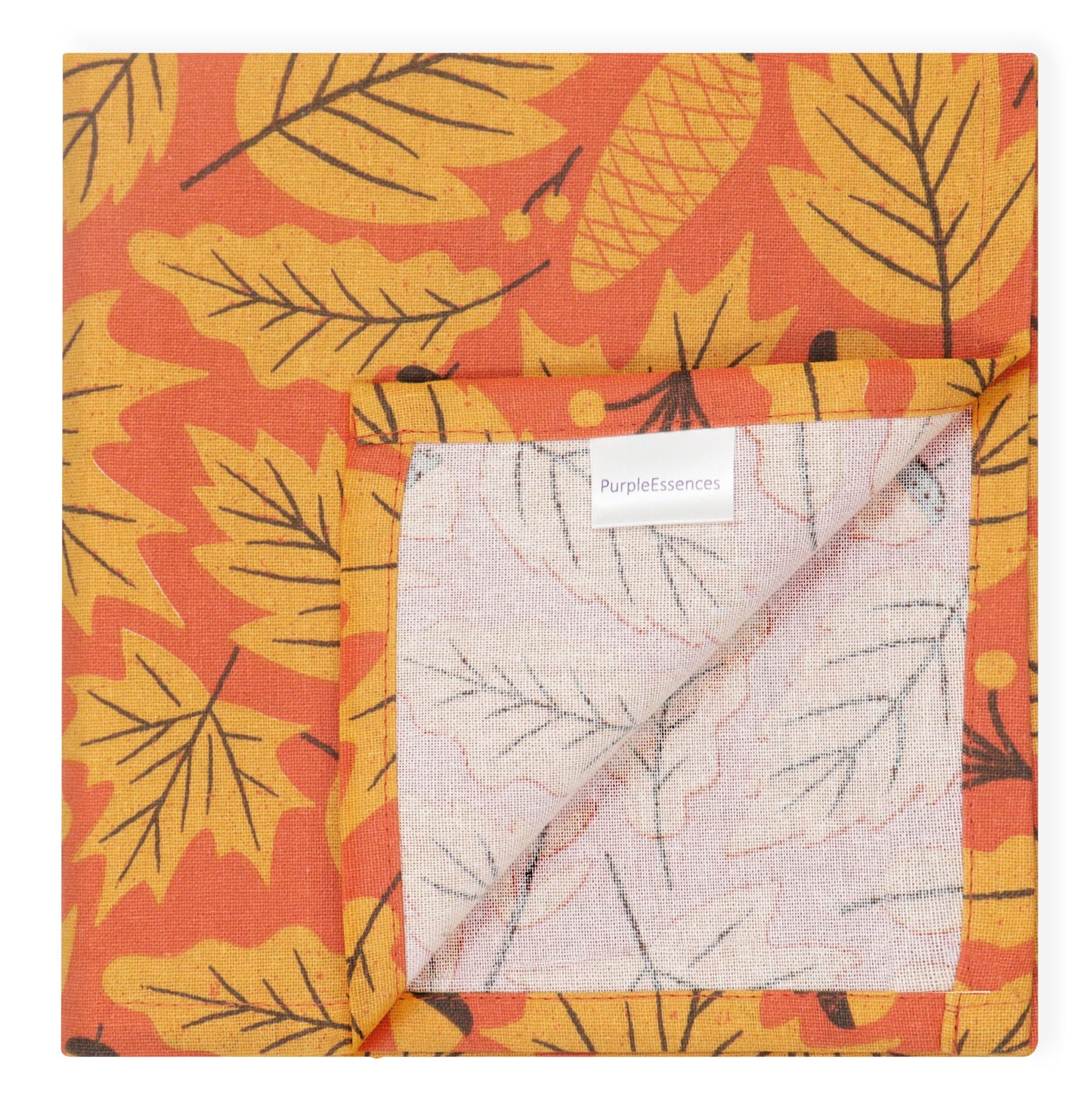 PurpleEssences Fall Napkins, Maple Leaves 18x18 Fall Cloth Napkins Set of 6, 100% Cotton Autumn Fall Harvest Thanksgiving Dinner Napkins for Farmhouse Kitchen, Maple & Hazel