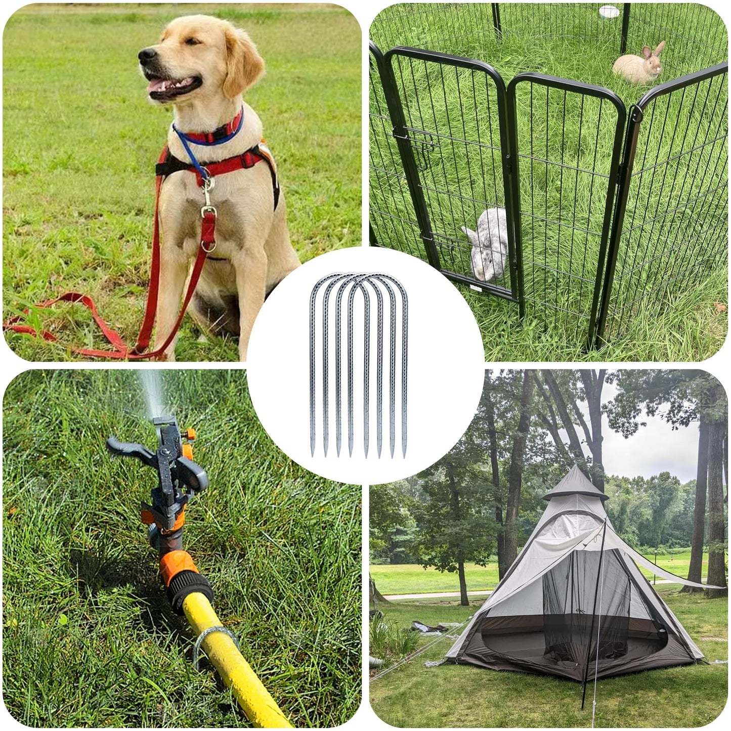 SHENGHUISS 12 Inch Rebar Stakes,U Shaped Trampoline Stakes High Wind Ground Anchors,8 Pack Galvanized Steel Rebar Stakes for Trampoline,Camping Tent,Garden Decorations,Chicken Coop