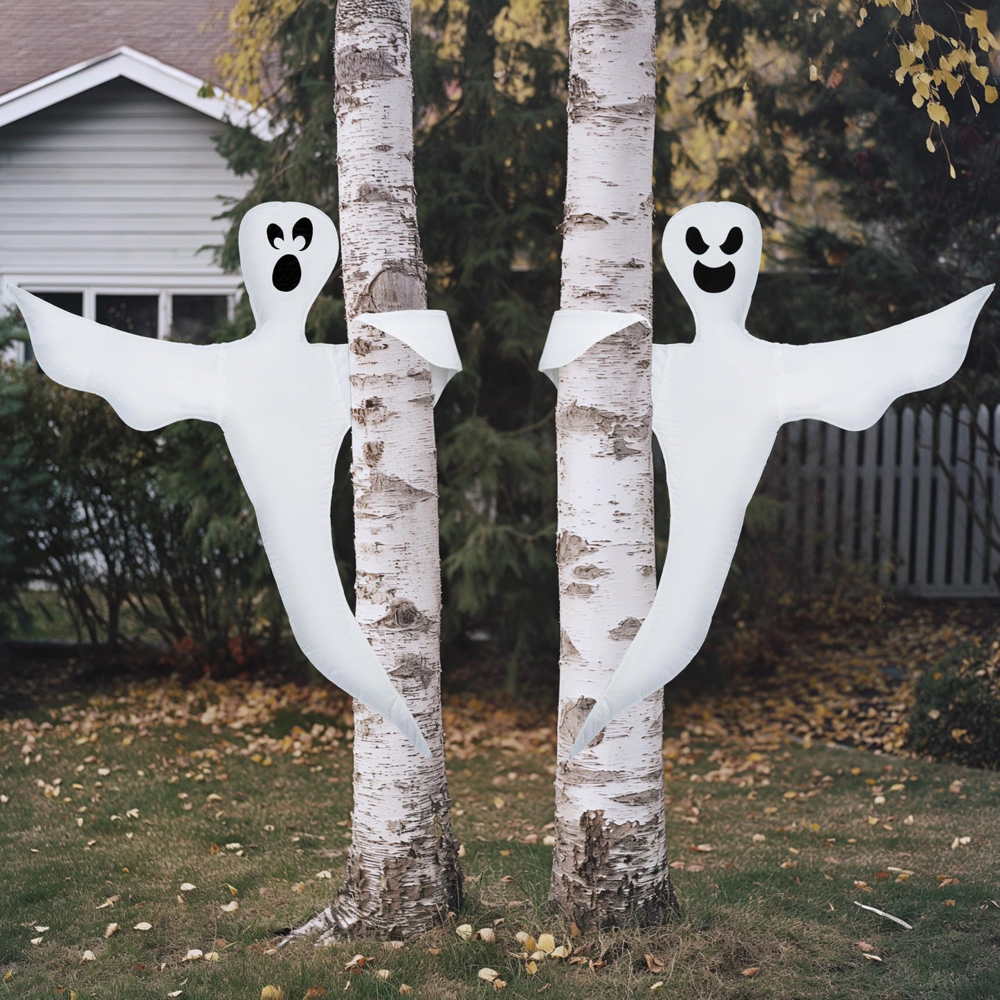 JOYIN Halloween 2 Pcs Tree Wrap Ghost Decoration Outdoor, 53” Bendable Flying Ghost for Trees Yard Lawn Garden Prop, Party Supplies, Haunted House Indoor Decor