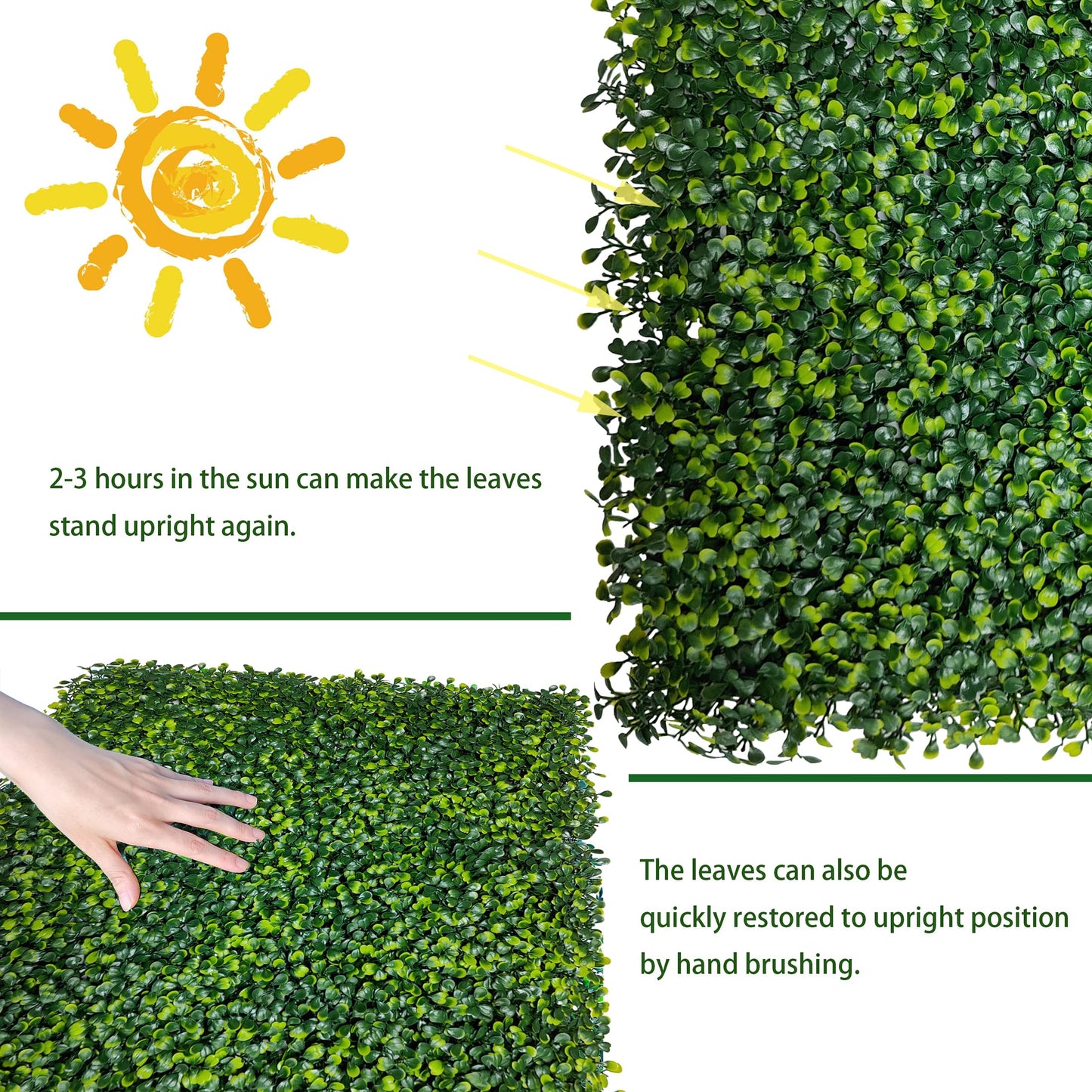 ODTORY Artificial Boxwood Roll Panels: 48 X 160 in(53.5 sqft) UV-Anti Artificial Ivy Privacy Fence Wall Screen for Indoor Outdoor Green Grass Wall Decor & Ivy Fence Covering Privacy
