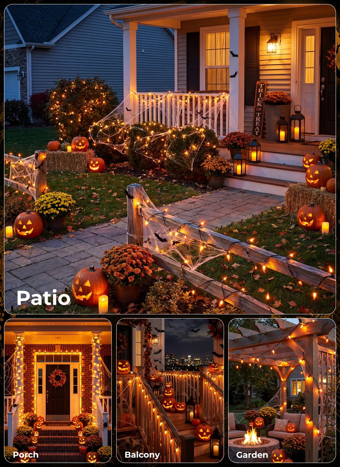 Minetom 100-count 25Ft.Yellow & Orange Candy Corn Incandescent Mini Halloween String Lights for Outdoor & Indoor Halloween Decoration, Waterproof & Connectable