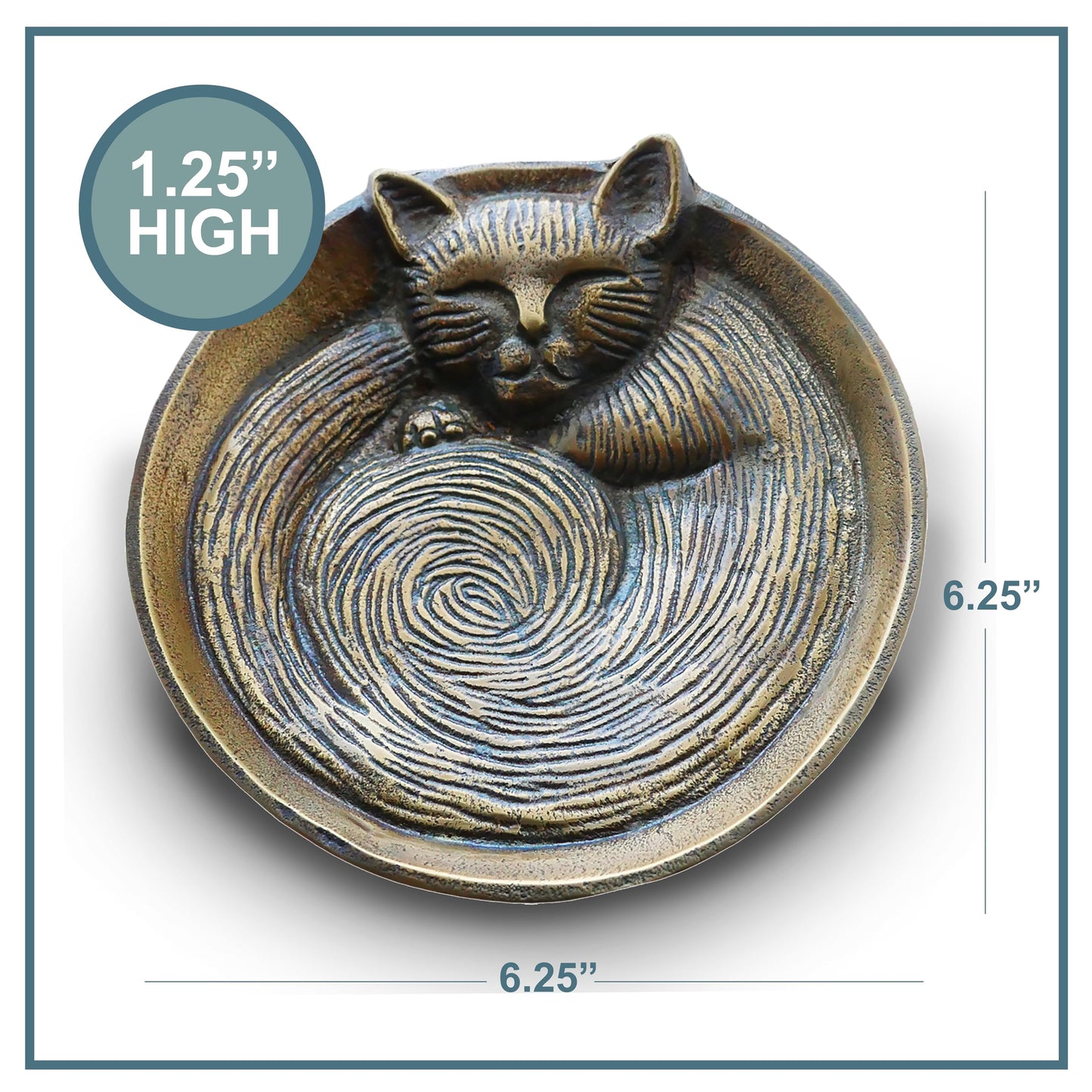 Antique Brass Cat Dish - Small Tray, Handcrafted Gift for Pet Lovers, Perfect for Cat Owners - Jewelry Ring Keepsake Trinket Tray