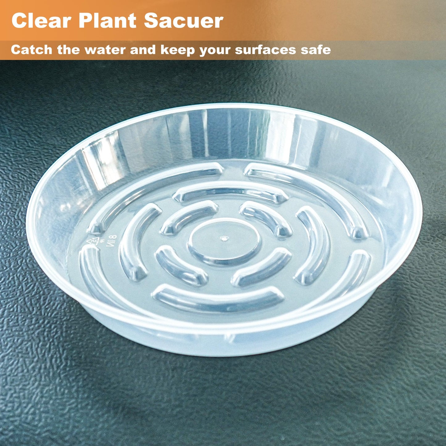 MSKIAUO 2 Packs Plant Saucer Pot Tray, 14 inch Clear Flower Planter Saucers and Drip Trays, 13 inch Plastic Flower Planter Saucers for Indoors Outdoors, Heavy Durable Plant Plate Water Catcher