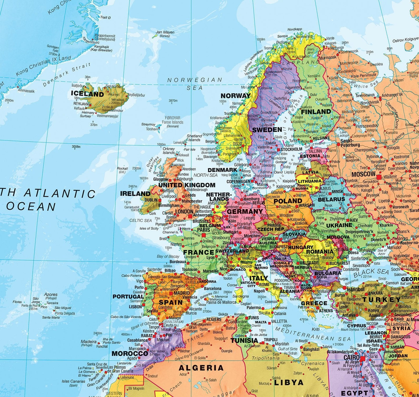 Maps International Giant World Map Poster - Mega-Map of The World - Front Sheet Laminated - 46 x 80 - Updated 2025