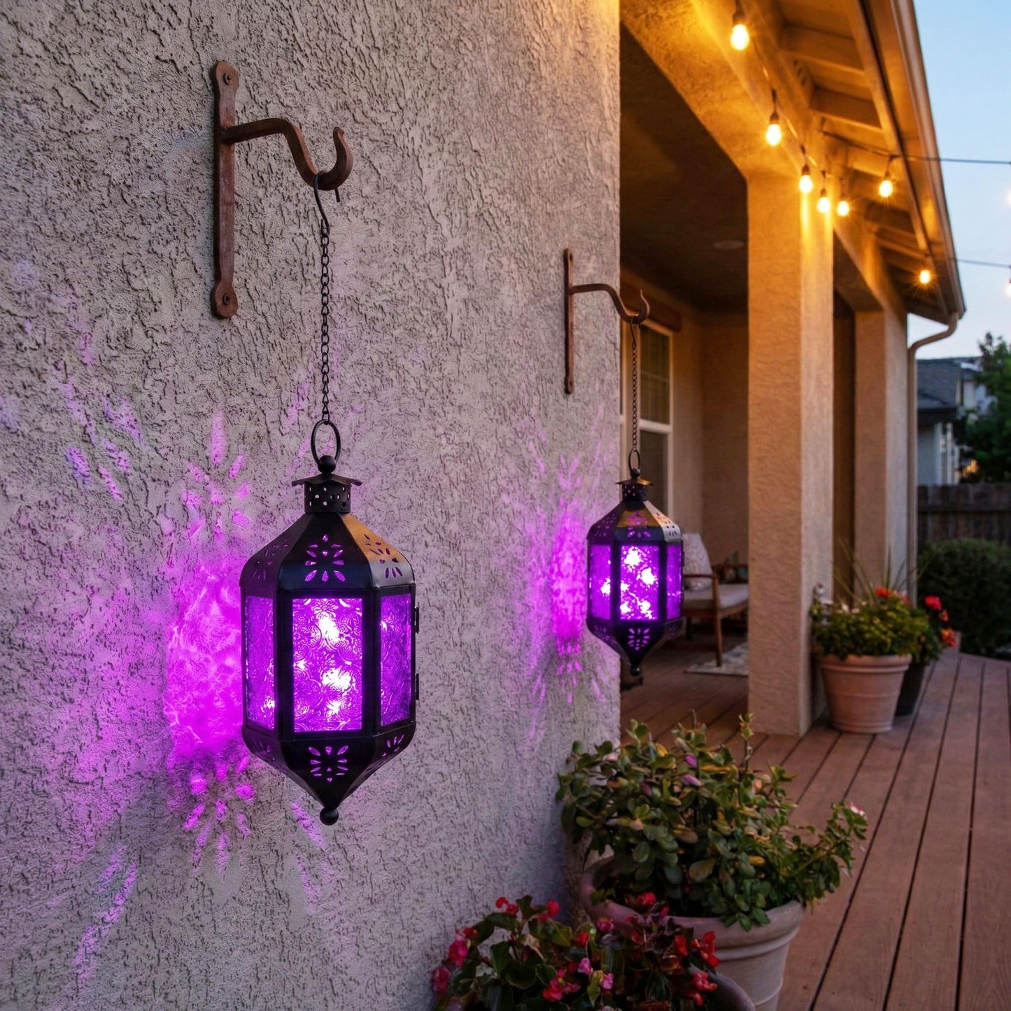 Vela Lanterns Decorative Indoor Moroccan Hanging Candle Holder, Purple, M