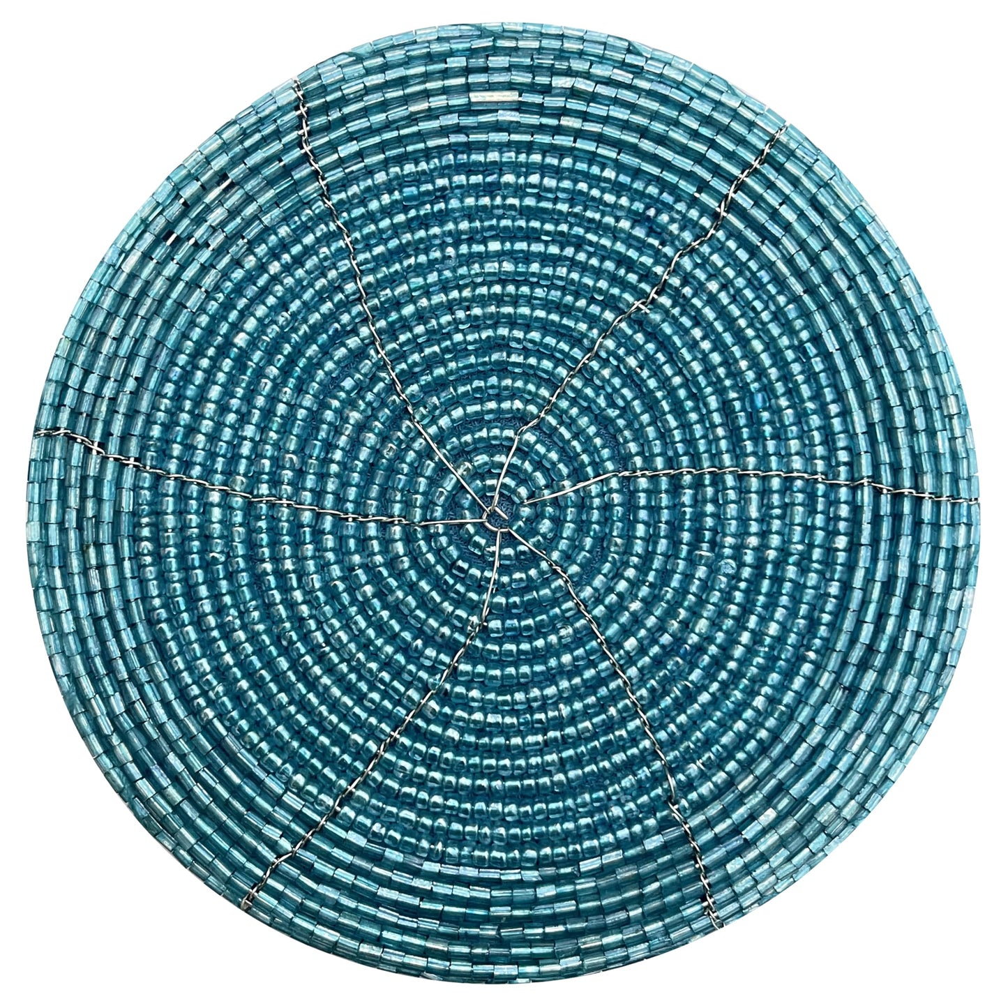 Handmade Beaded Bar Drink Tabletop Protection Coasters - Set of 4 - Halloween Harvest Autumn Fall Thanksgiving Holiday Christmas Xmas Celebration Festive Party 4" Round - Teal