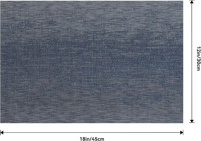 Leetaltree Denim Blue Placemats Set of 8 - Heat Resistant Non-Slip Place mats for Dining Table, Washable Durable PVC Vinyl Woven Table Mats(Denim Blue, 8)
