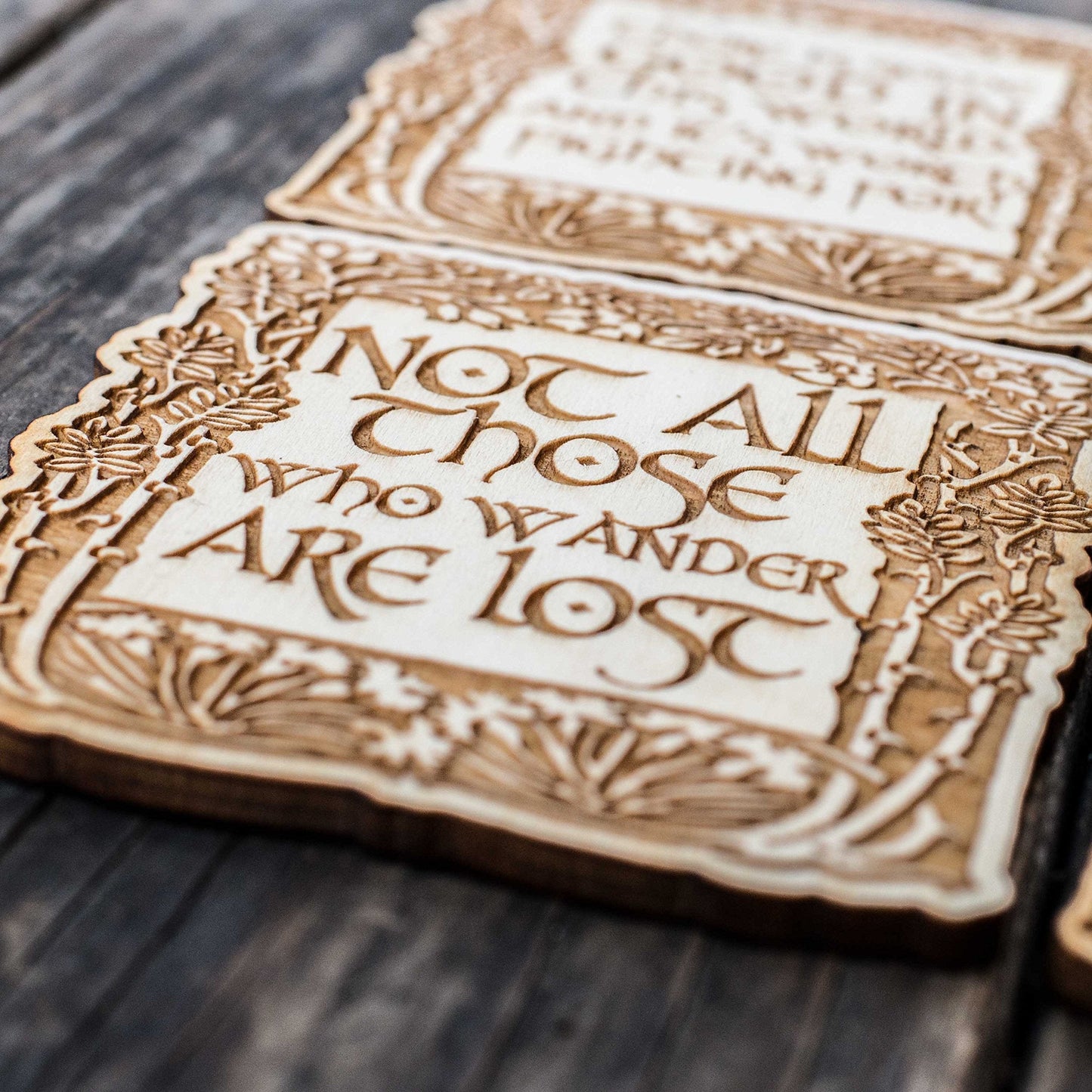 Coasters - Fantasy Quotes Coaster Set of 6 Raw Wood