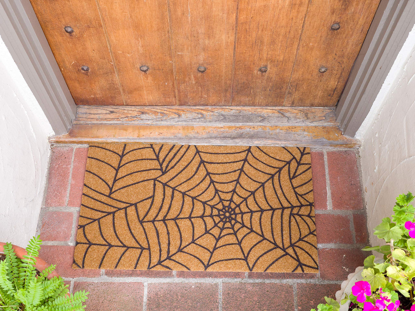 KAF Home EcoCoir Non-Shed Synthetic Doormat with Heavy-Duty, Weather Resistant, Non-Slip PVC Backing | 17 by 30 Inches | Perfect for Indoor and Outdoor Use (Spider Web)