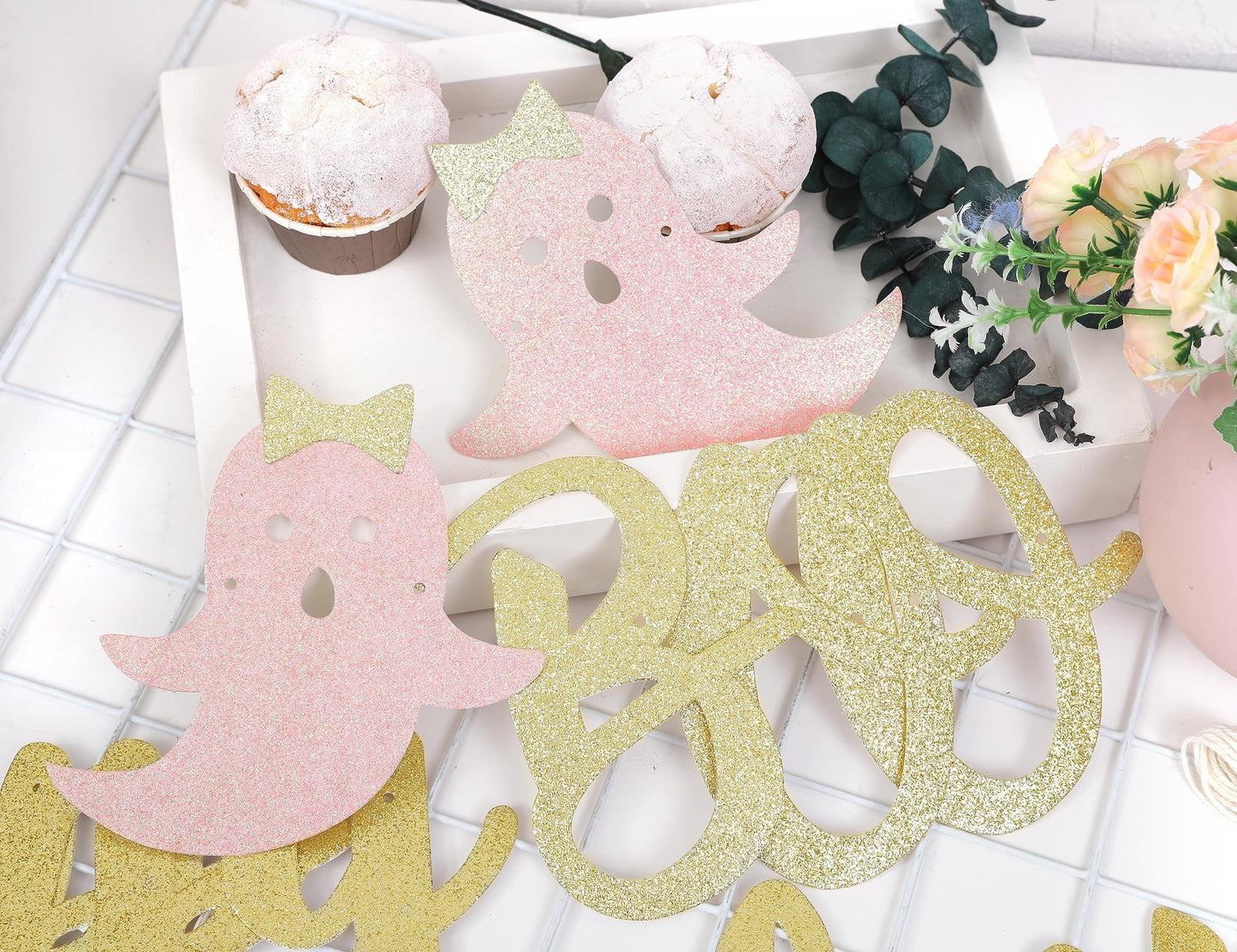 Happy Halloween Banner - Happy Boo Day Garland, Halloween Birthday Party, Halloween Party Decorations, Boo Birthday Banners, Gold Glitter Banner Sign Garland