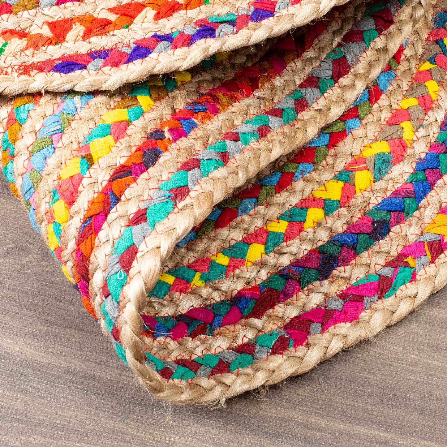 Savi Home Oval Jute Cotton Chindi Rug 3'x5' – Multicolor Braided Area Rug for Living Room, Kitchen, Entryway, Farmhouse & Bathroom – Handwoven Recycled Cotton Floor Mat