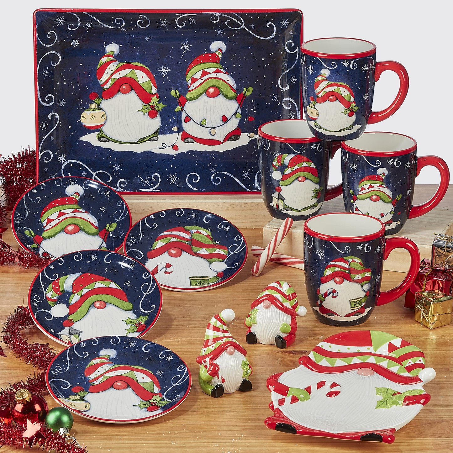 Certified International Holiday Magic Gnomes 3-D Cookie Jar, 64 oz.