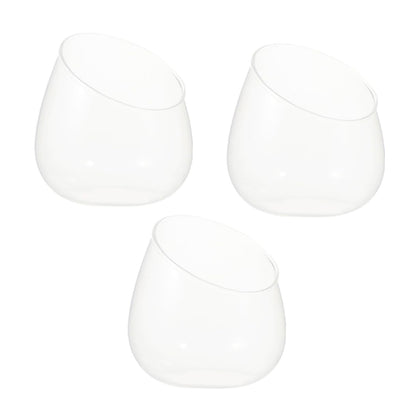 HOMOCONO 3pcs Slant Cut Glass Micro Landscape Bottle Ecological Terrarium Vase for Succulent Plants Desktop Tabletop Decoration