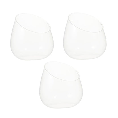 Yardwe Slant Cut Glass Bottle Terrarium 3pcs Set, Micro Landscape Glass Plant Container for Succulent Display and Ecological Desktop Decoration