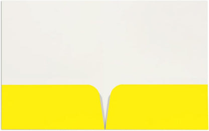 JAM PAPER Custom Printed Semi-Gloss Folders with Round Corner Pockets - Personalized Logo & Text - 12pt C1S - Yellow - 100/Pack