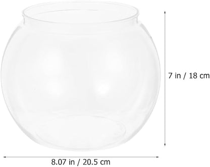 DECHOUS Round Fish Bowl with Stand, 2 Gallon Fish Tank Decor Tabletop Small Fish Bowl Hydroponic Vase Planter Aquarium Desktop Fish Tank for Betta Fish/Goldfish, Plastic Material