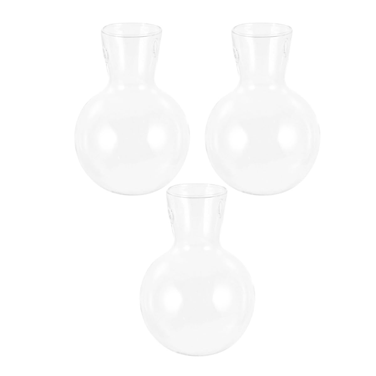 VALICLUD 3Pcs High Borosilicate Glass Flower Vases with Holes and Wooden Stand, Hydroponic Plant Propagation Jars for Indoor Terrarium and Floral Arrangement
